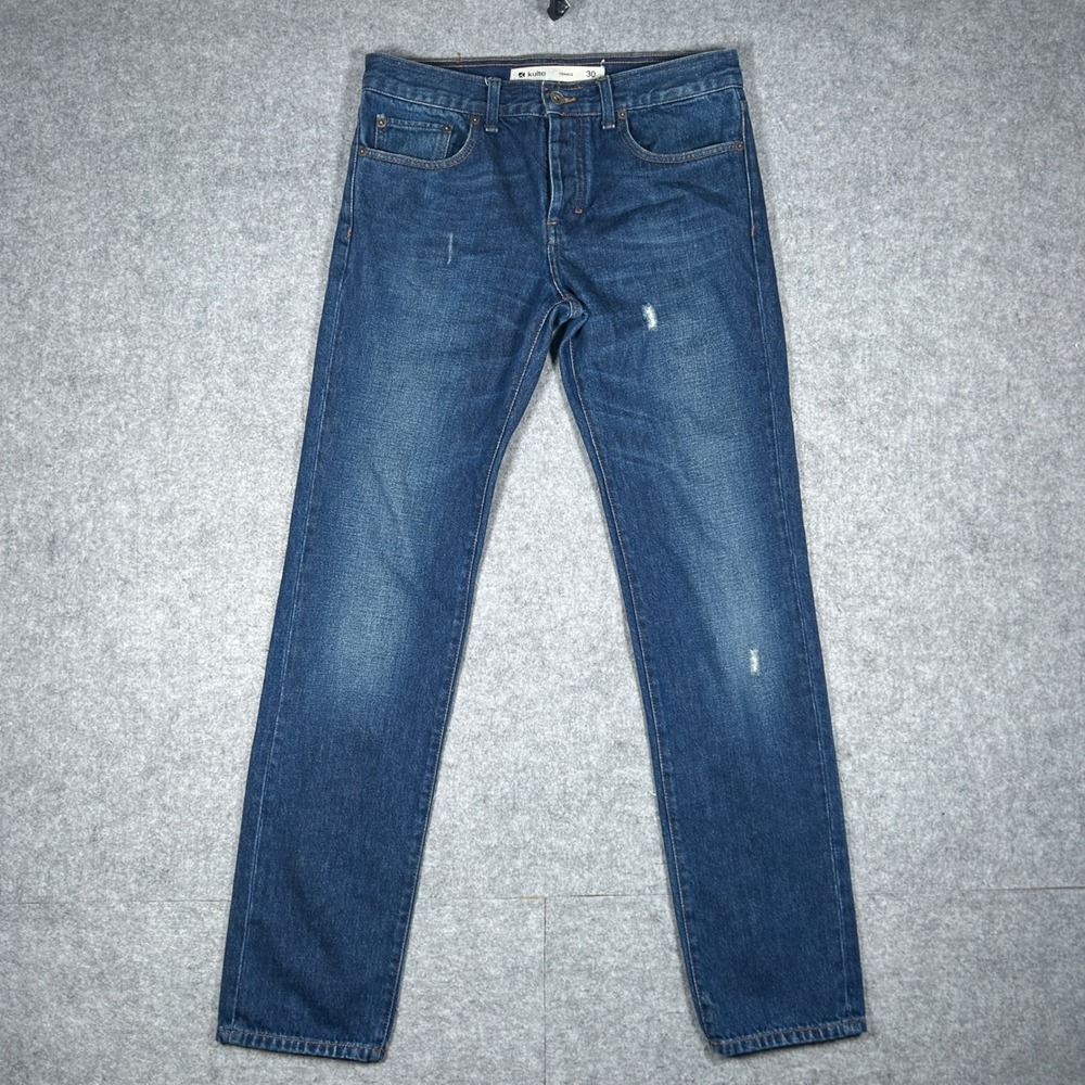 Kulte Denim Jeans Mens 30x32 Blue France Straight Leg Distressed Casual